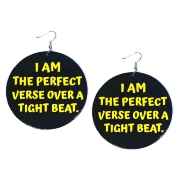 I Am The Perfect Verse Large Statement Dangle Wood Earrings - Picture 1 of 4